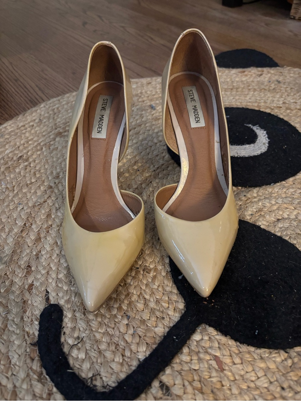 Steve Madden Pale Yellow Patent Pointed-Toe Pumps